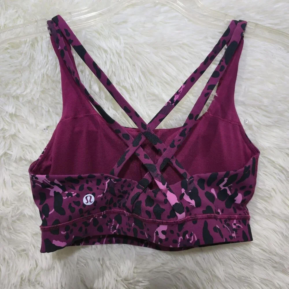 Lululemon Full Coverage Sports Bra Energy Camouflage Maroon Print Wire-Free Sz 6